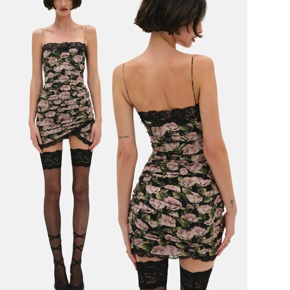 NWT FOR LOVE AND LEMONS FALLEN ROSE PRINT SLEEVELESS MINI DRESS SIZE S - Picture 2 of 6